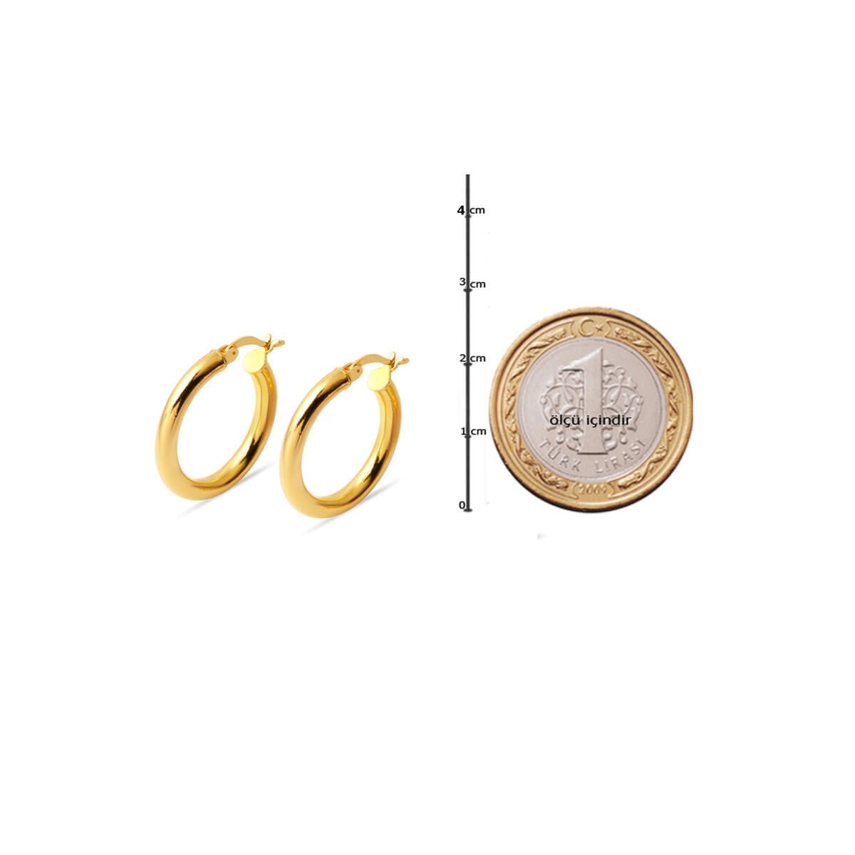 22K Green Gold Classic 2 cm Diameter Hoop Earrings