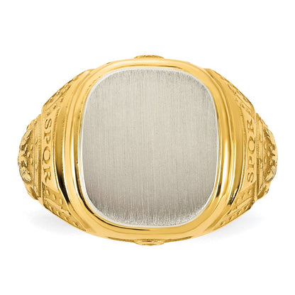 14K Two-Tone Gold Engravable Square with Rounded Corners Signet ring