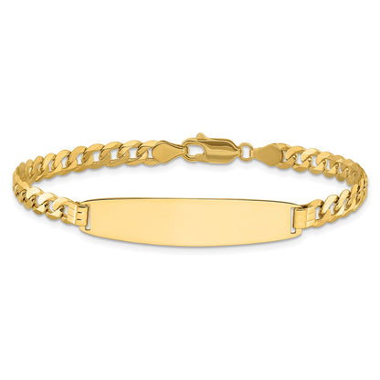 14K Yellow Gold Polished Solid Chain/Solid Plate Curb Link Rounded 35x8.5mm Plate 8 Inch ID Bracelet
