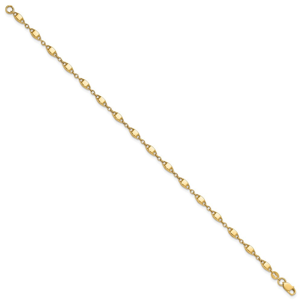 14K Yellow Gold Polished Fancy Square Link 7.5 Inch Bracelet