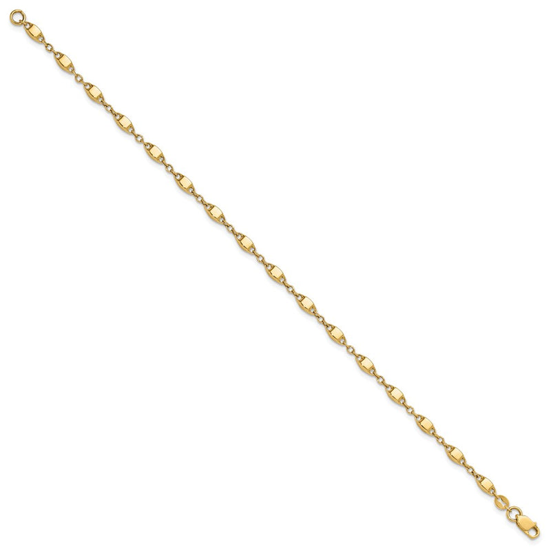14K Yellow Gold Polished Fancy Square Link 7.5 Inch Bracelet