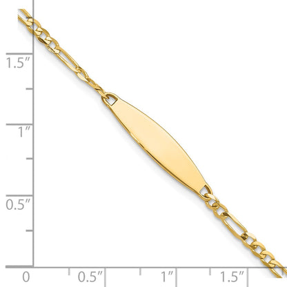 14K Yellow Gold Polished Solid Chain/Solid Plate Figaro Link 24.6x5.5mm Plate 7 Inch ID Bracelet