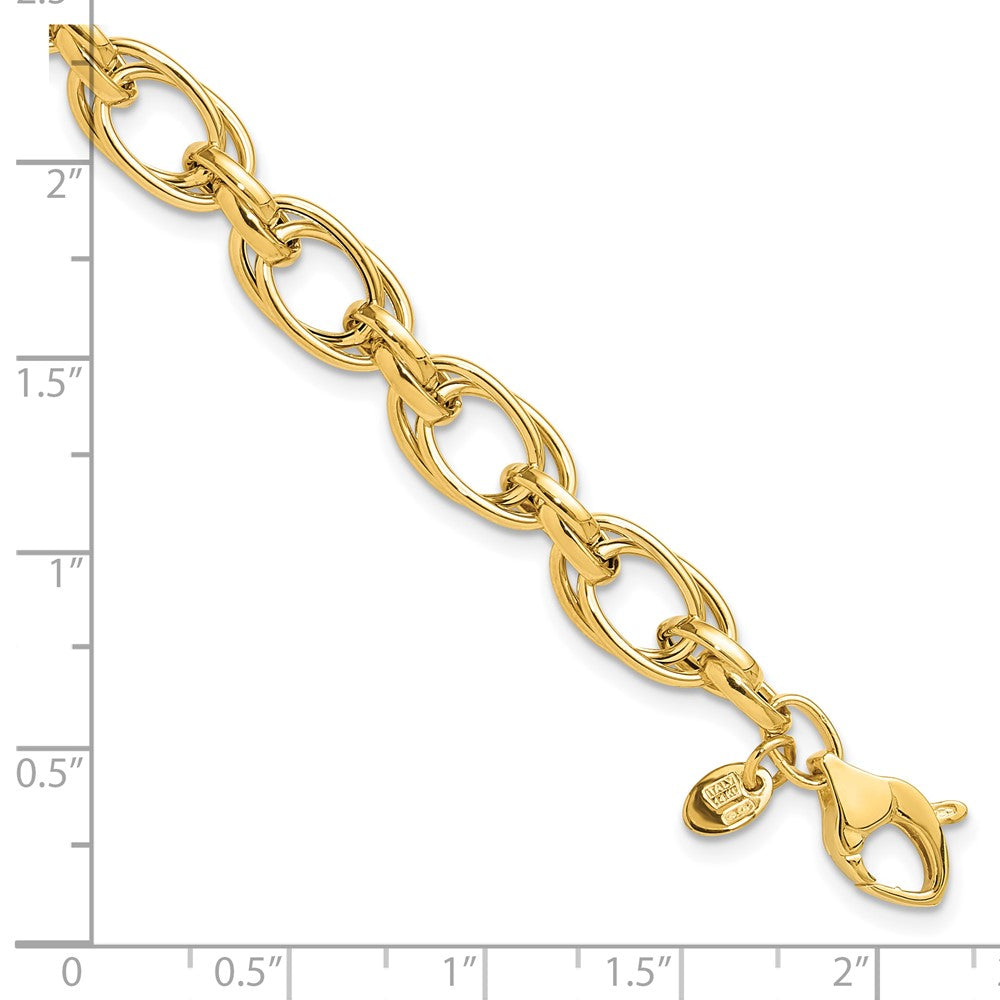 14K Yellow Gold Polished 7.5mm Fancy Double Link 8 Inch Bracelet