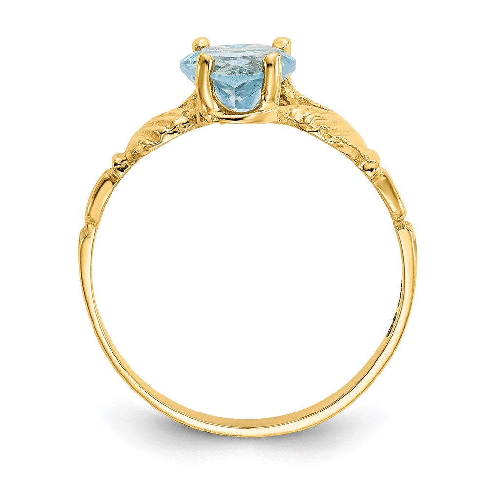 14K Yellow Gold December CZ Heart Birthstone Claddagh Ring