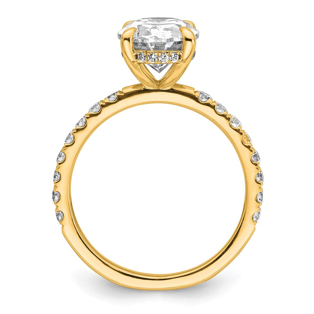 14K Yellow Gold 3 1/2 carat Certified Lab Grown Diamond VS+ F+ Oval Complete Solitaire with Flair Engagement Ring