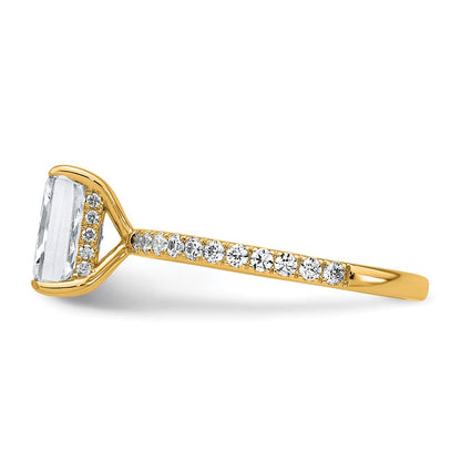 14K Yellow Gold 2 carat Certified Lab Grown Diamond VS+ F+ Radiant Complete Solitaire with Flair Engagement Ring