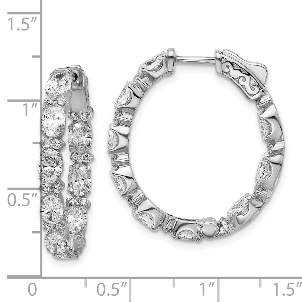 14K White Gold Certified Oval and Round VS/SI FGH Diamond Inside/Outside Hoop Earring
