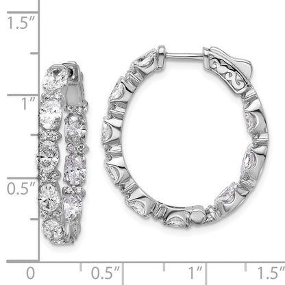 14K White Gold Certified Oval and Round VS/SI FGH Diamond Inside/Outside Hoop Earring