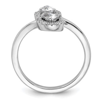 14K White Gold Polished Diamond Pear Bypass Ring