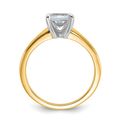 14K Two-Tone Gold Two-tone 1 1/2 carat Certified Lab Grown Diamond VS+ F+ Emerald Solitaire Complete Engagement Ring