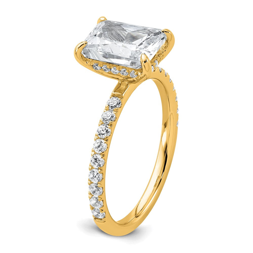 14K Yellow Gold 2 3/8 carat Certified Lab Grown Diamond VS/SI+ G+ Radiant Complete Solitaire with Flair Engagement Ring