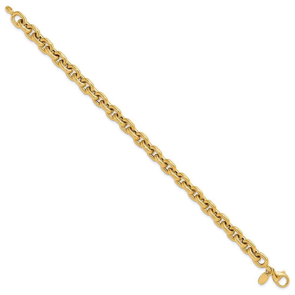 14K Yellow Gold Polished 6.8mm Fancy Cable Link 8 Inch Bracelet