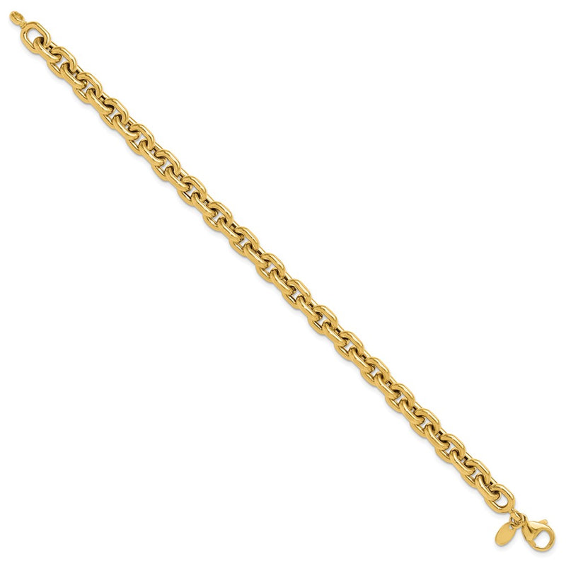 14K Yellow Gold Polished 6.8mm Fancy Cable Link 8 Inch Bracelet
