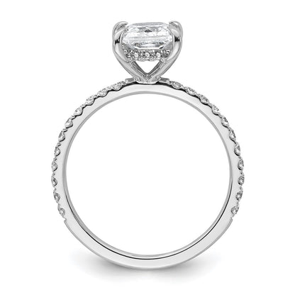 14K White Gold 2 carat Certified Lab Grown Diamond VS/SI+ G+ Princess Complete Solitaire with Flair Engagement Ring