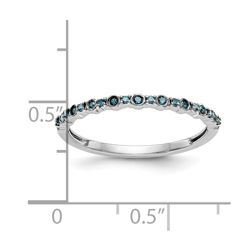 14K White Gold 1/10 carat Blue Diamond Complete Wedding Band Ring