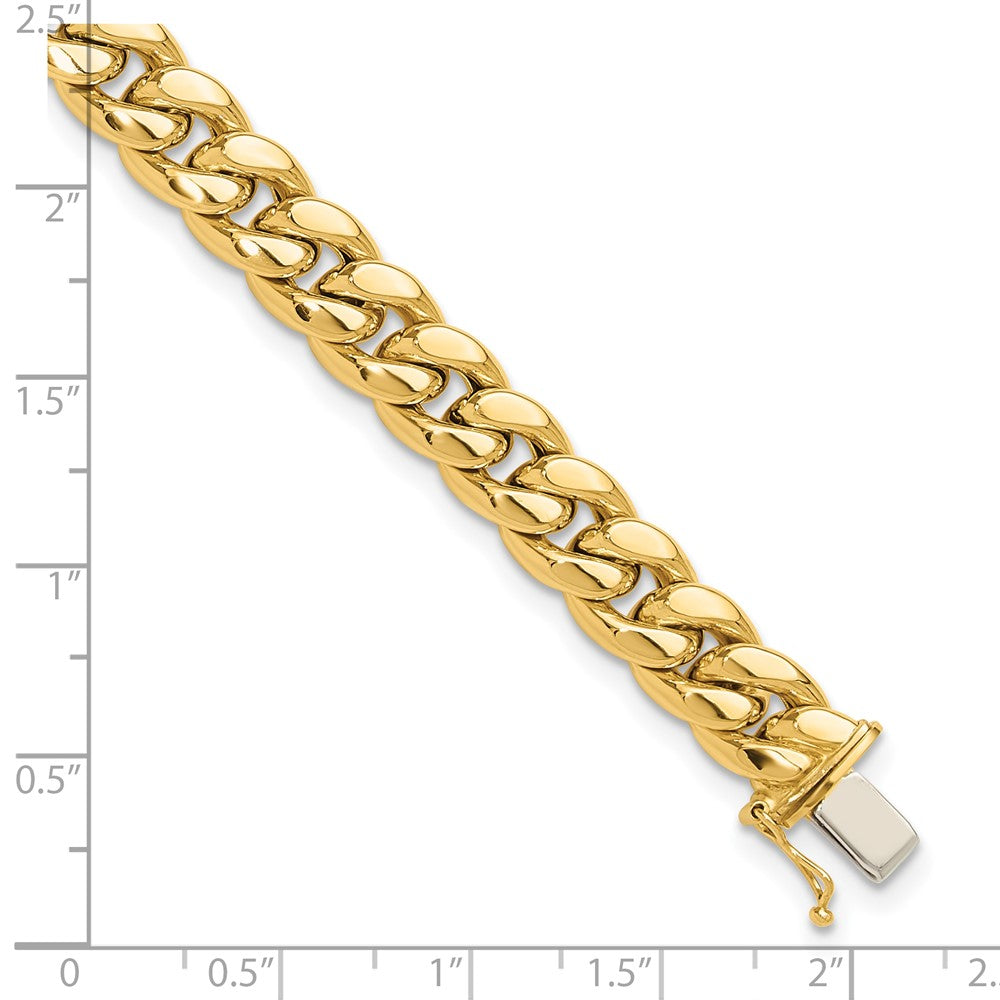14K Yellow Gold Polished 8.9mm Curb Link 9 Inch Mens Bracelet