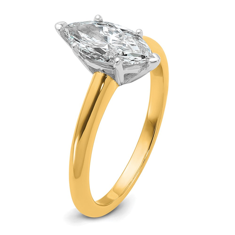 14K Two-Tone Gold Two-tone 1 carat Lab Grown Diamond VS+ F+ Marquise Solitaire Complete Engagement Ring