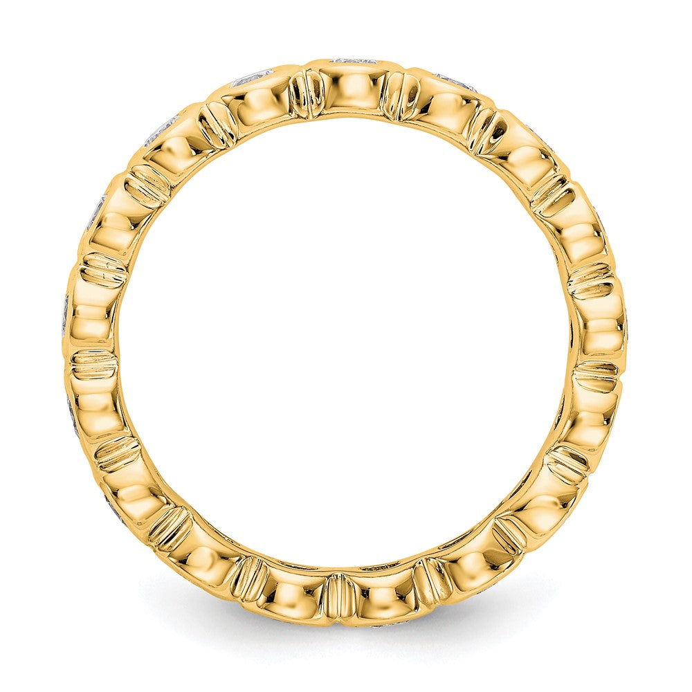 14K Yellow Gold Polished Size 7.5 Bezel-set 1 carat Diamond Complete Eternity Wedding Band Ring