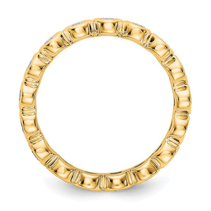 14K Yellow Gold Polished Size 7.5 Bezel-set 1 carat Diamond Complete Eternity Wedding Band Ring