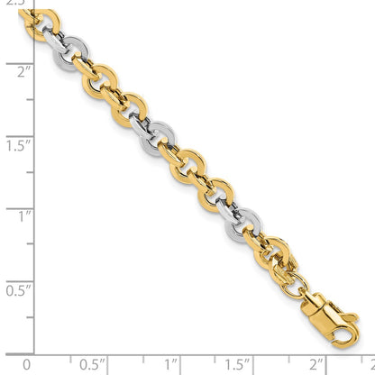 14K White Gold Two-tone Polished Link Bracelet