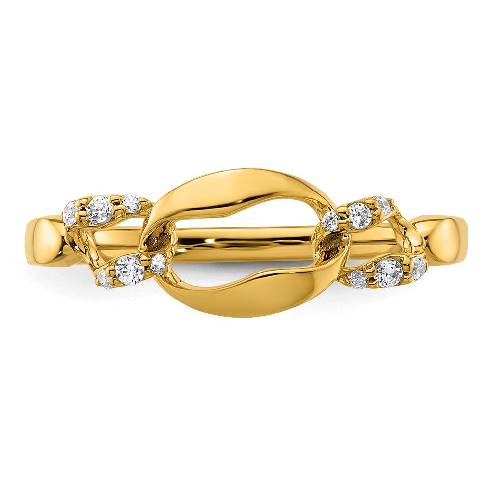 14K Yellow Gold Polished Diamond Wavy Oval Fashion Ring