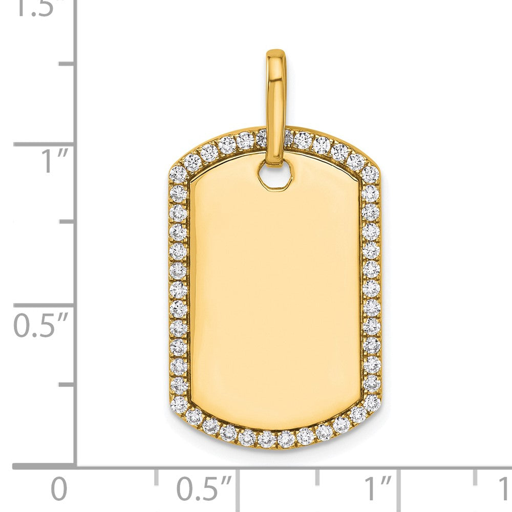 14K Yellow Gold Personalized Diamond Dog Tag Charm