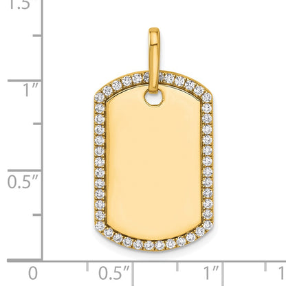 14K Yellow Gold Personalized Diamond Dog Tag Charm