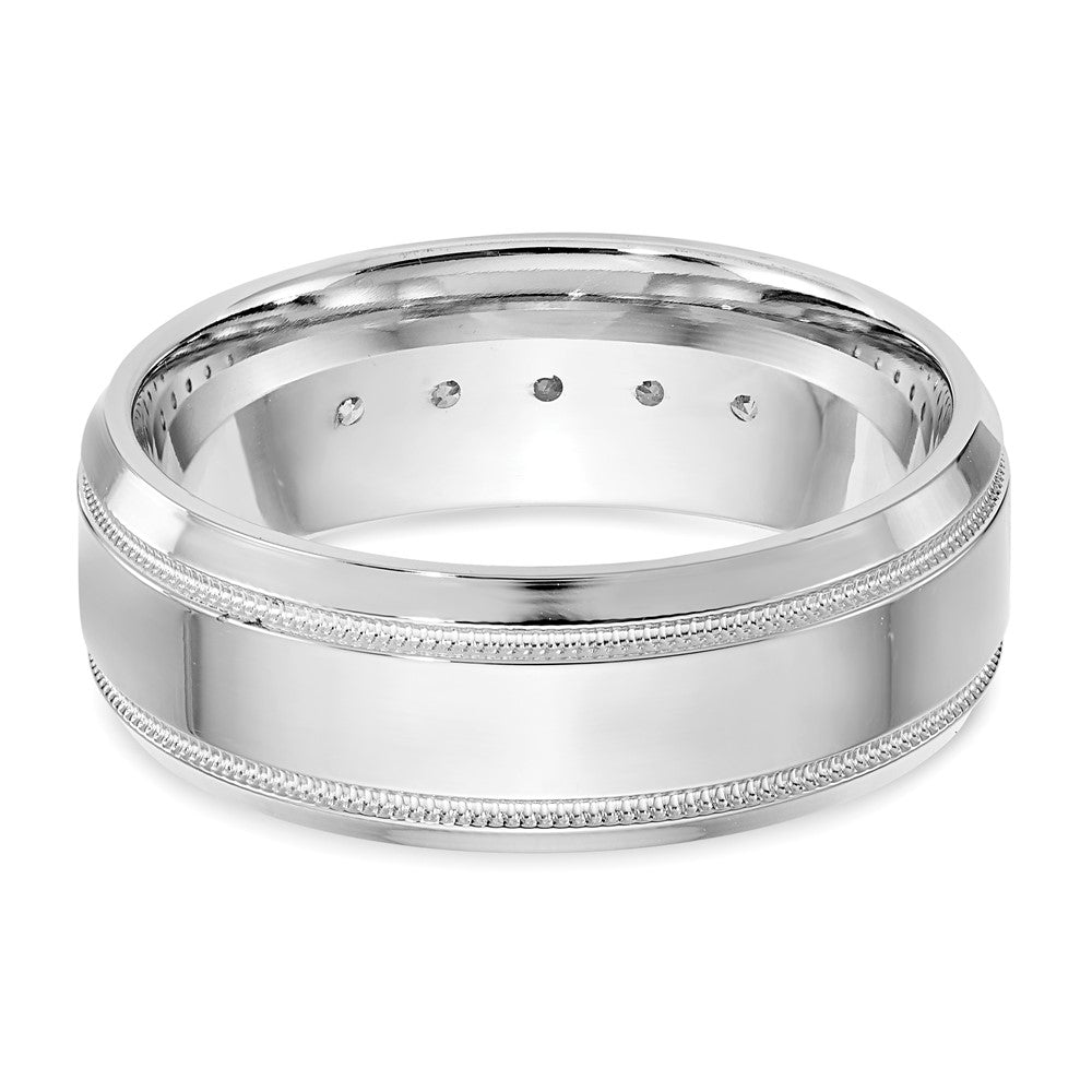 True Origin 14K White Gold 1/2 carat Lab Grown Diamond VS+ F+ Size 9 Complete Bevel Miligrain Wedding Band Ring