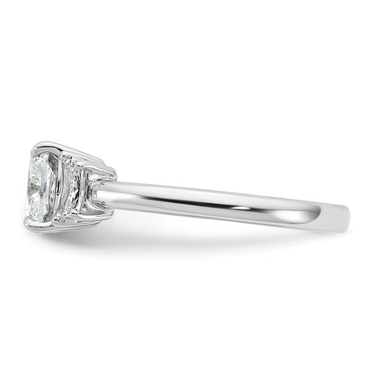 14K White Gold 1 7/8 carat Lab Grown Diamond VS+ F+ Cushion and Half Moon Complete Three Stone Engagement Ring