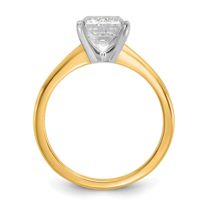 14K Two-Tone Gold Two-tone 3 carat Certified Lab Grown Diamond VS+ F+ Emerald Solitaire Complete Engagement Ring