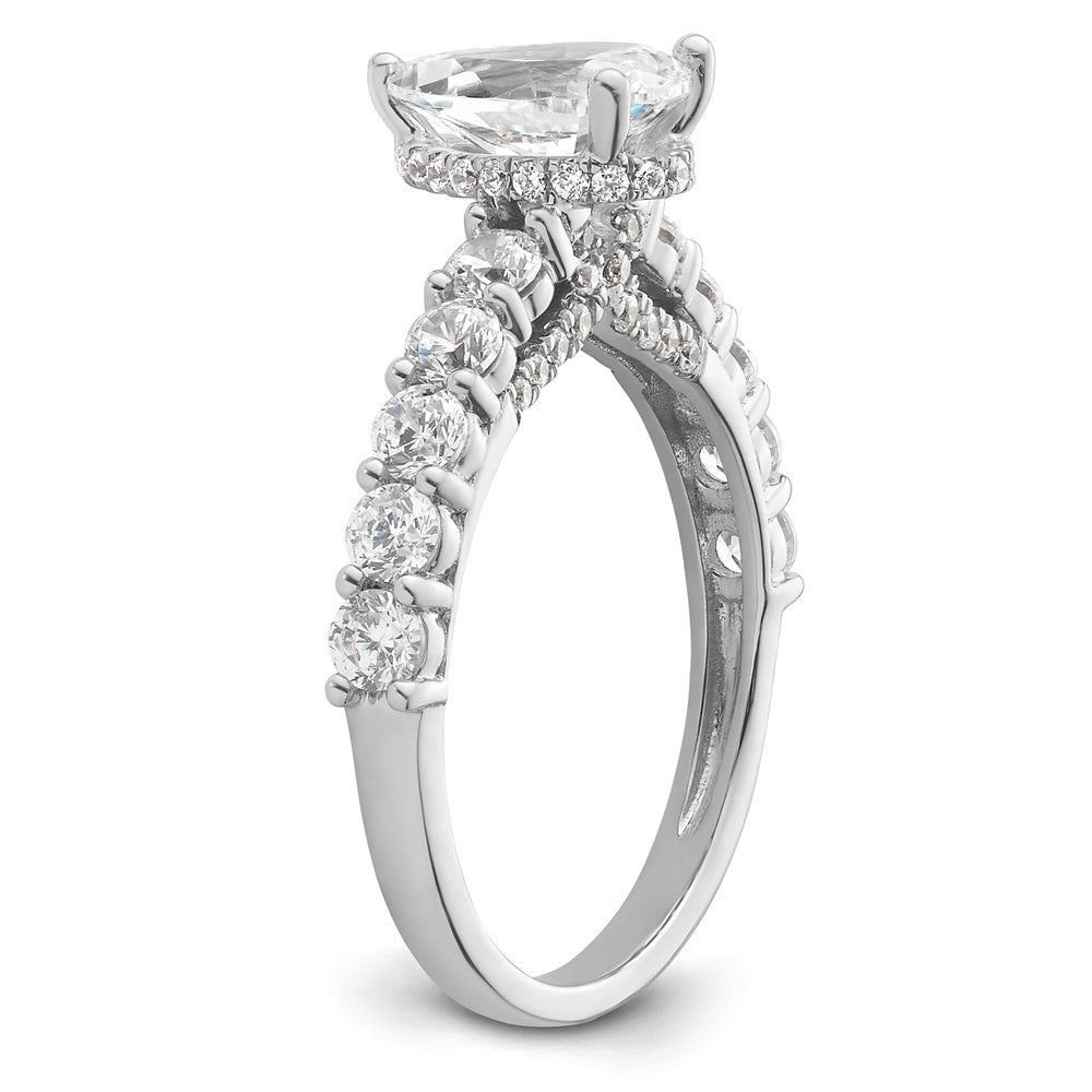 14K White Gold 2 carat Lab Grown Diamond VS/SI+ G+ Pear Complete Engagement Ring