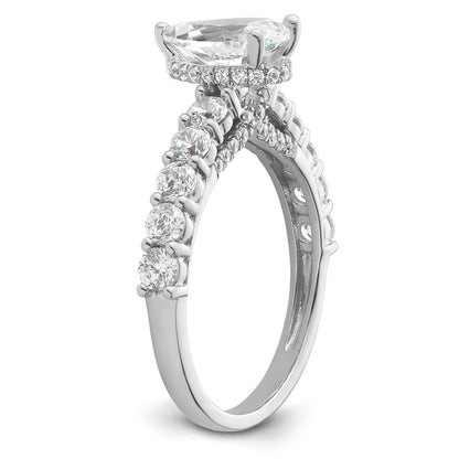 14K White Gold 2 carat Lab Grown Diamond VS/SI+ G+ Pear Complete Engagement Ring
