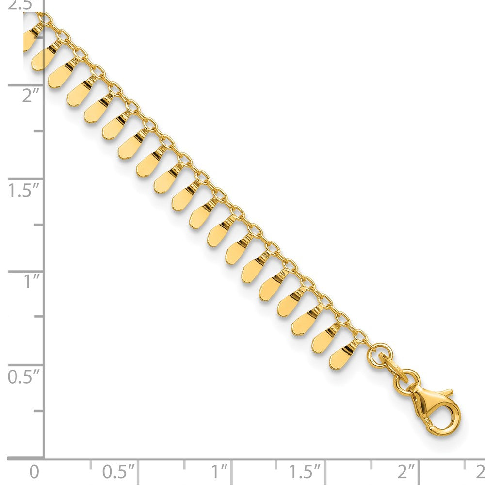 14K Yellow Gold Polished Fancy Dangles Plus Extender Total Chain Anklet