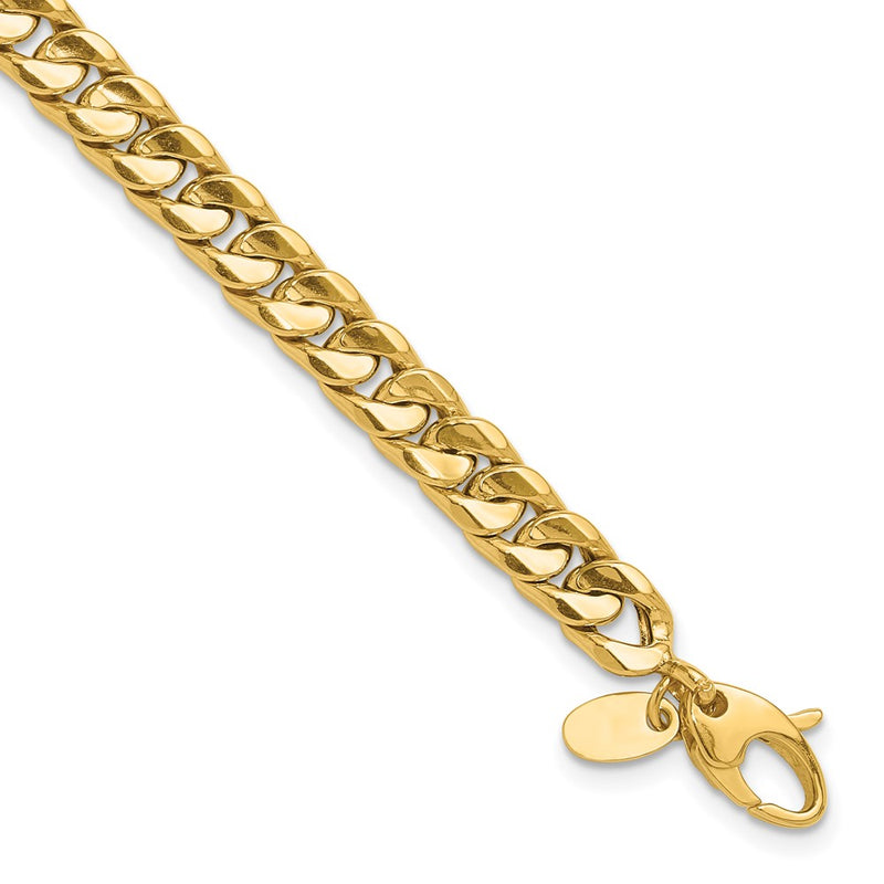 14K Yellow Gold Polished 6.00mm Fancy Concave Curb Link 8.5 Inch Bracelet