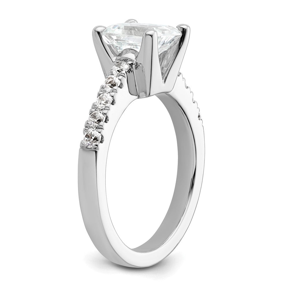 True Origin 14K White Gold 3/8 carat Lab Grown Diamond VS+ F+ Semi-Mount Emerald Engagement Ring