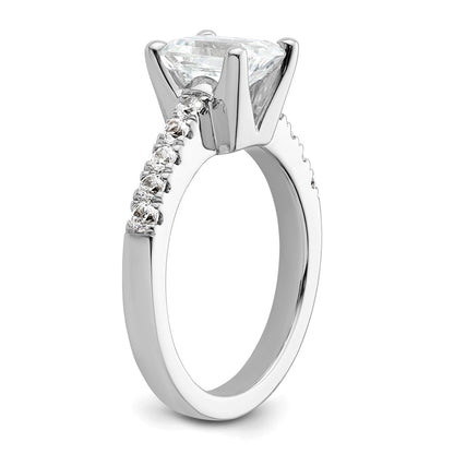 True Origin 14K White Gold 3/8 carat Lab Grown Diamond VS+ F+ Semi-Mount Emerald Engagement Ring