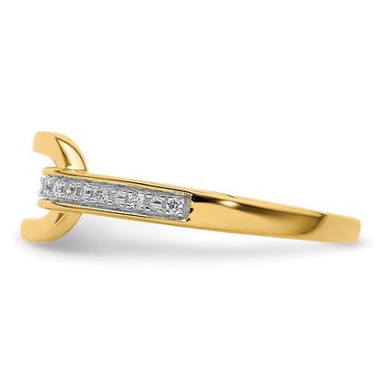 14K Yellow Gold Polished Diamond Link Fashion Ring