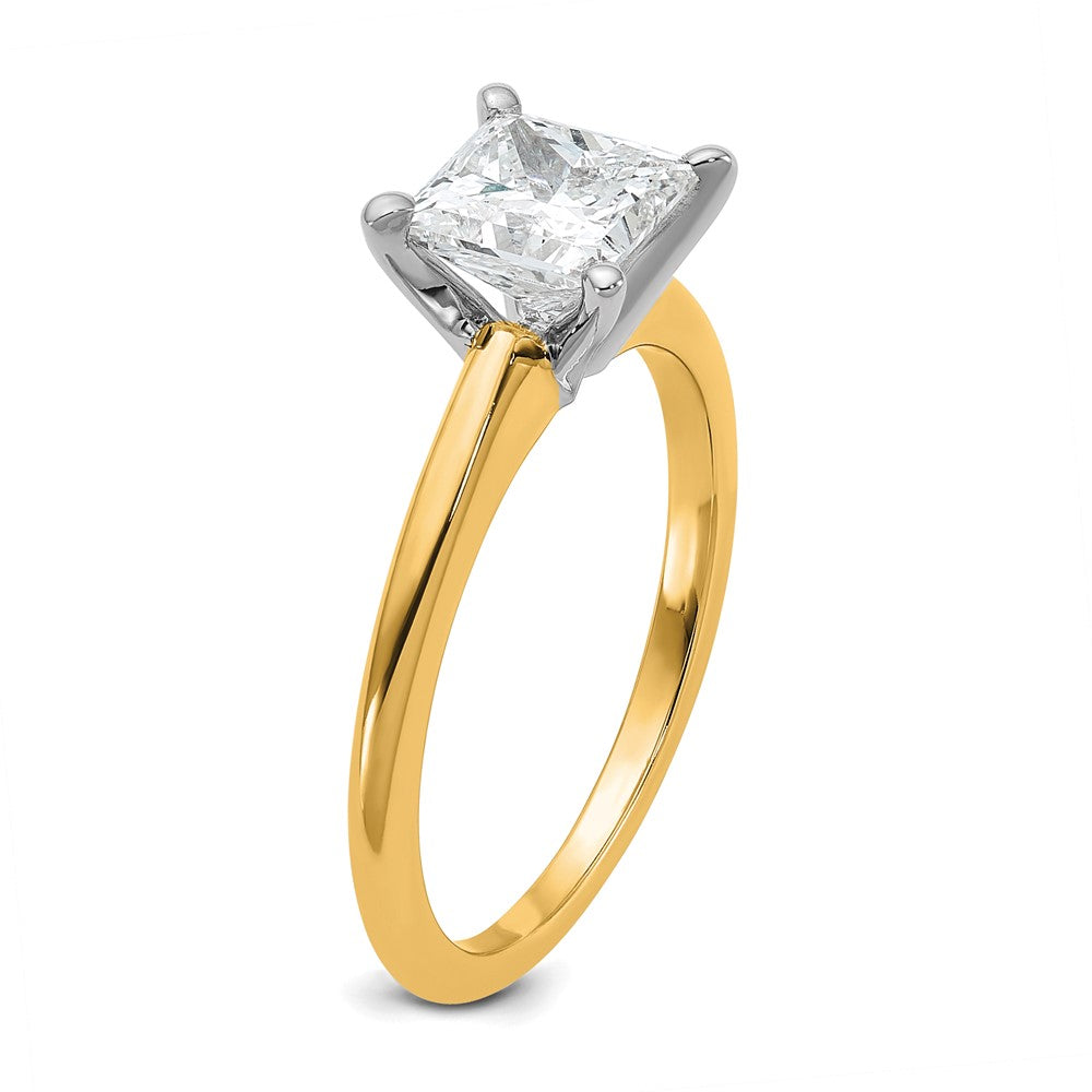 14K Two-Tone Gold Two-tone 1 1/2 carat Certified Lab Grown Diamond VS+ F+ Princess Complete Solitaire Engagement Ring