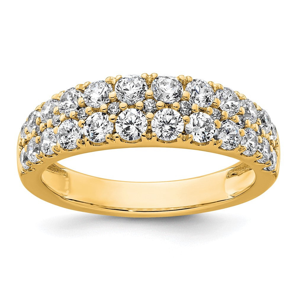True Origin 14K Yellow Gold 1 1/4 carat Lab Grown Diamond VS+ F+ Double Row Complete Wedding Band Ring