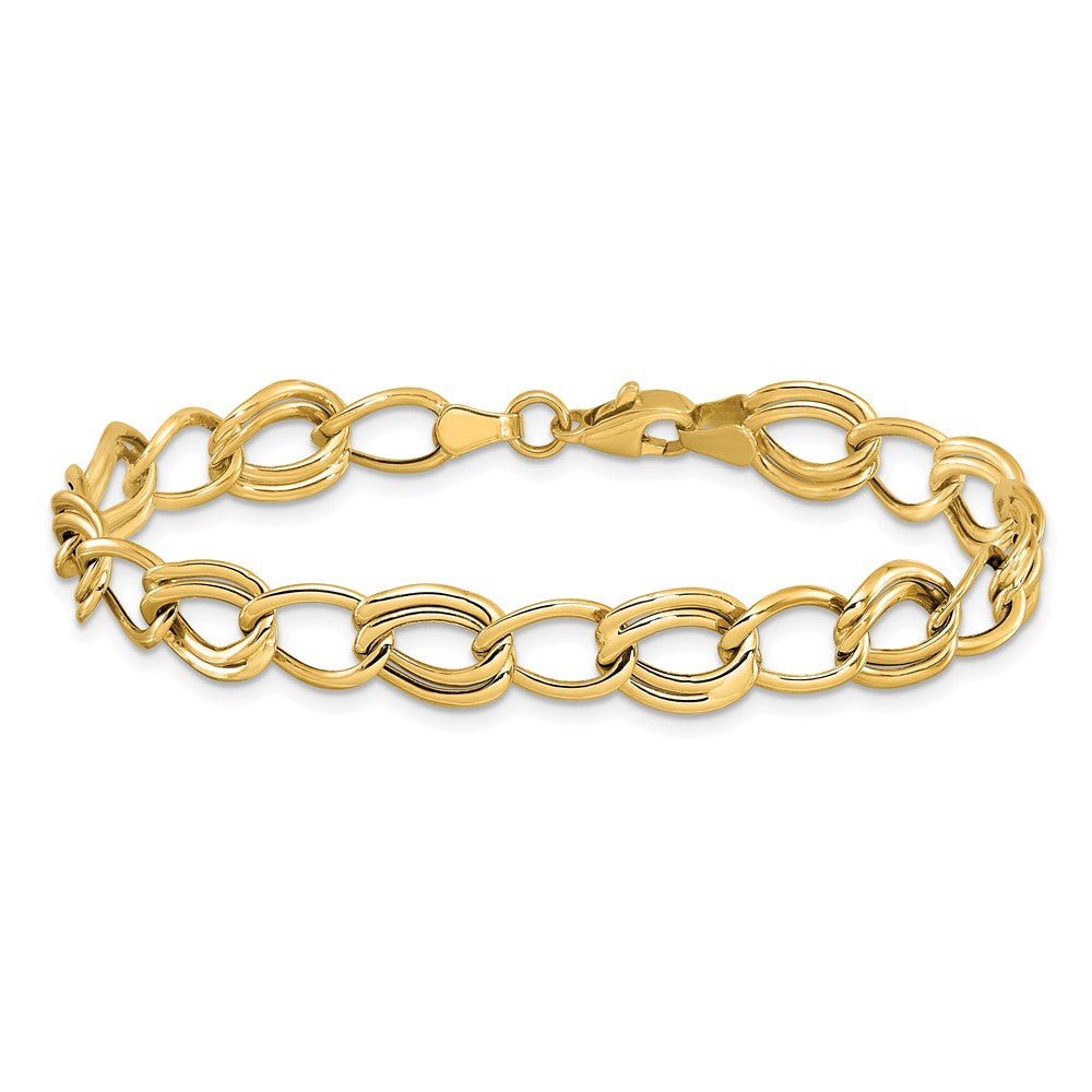 10K Yellow Gold Flat Curb Link 7 Inch Bracelet