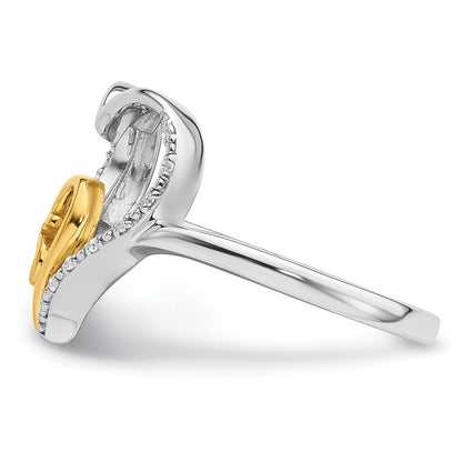 14K Two-Tone Gold Two-tone Polished Diamond Quinceanera Heart Ring