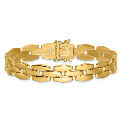 14K Yellow Gold Polished 10.8mm Fancy Link 7.5 Inch Bracelet