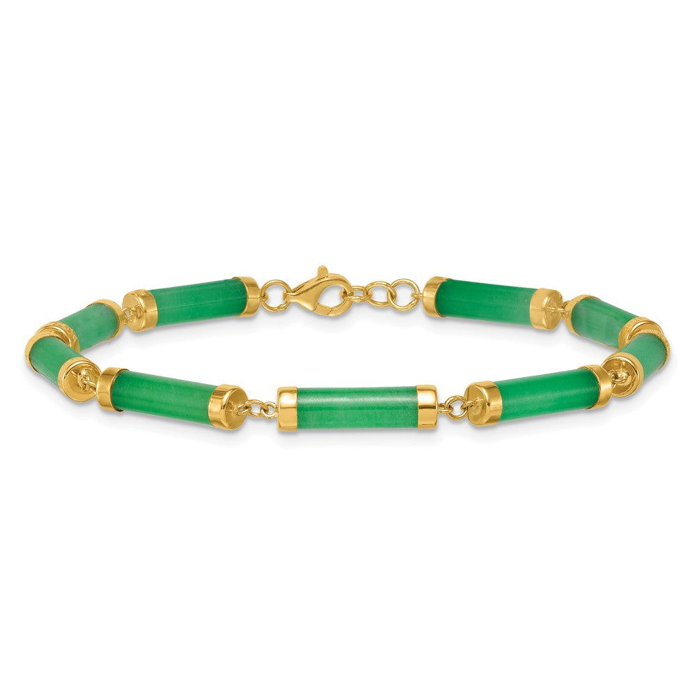 14K Yellow Gold Polished 4.0mm Jade Bars 7 Inch Bracelet