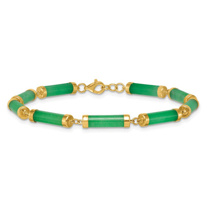 14K Yellow Gold Polished 4.0mm Jade Bars 7 Inch Bracelet