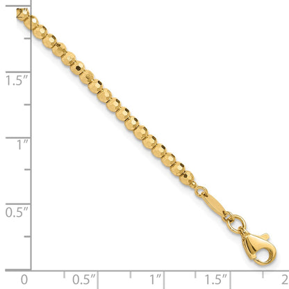 14K Yellow Gold Polished and Diamond-cut Beaded 7.25 Inch Bracelet