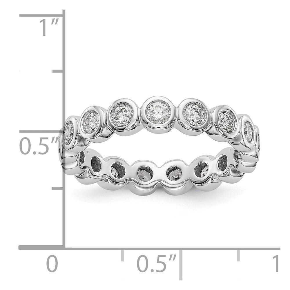 14K White Gold Polished Size 7 Bezel-set 1 carat Diamond Complete Eternity Wedding Band Ring