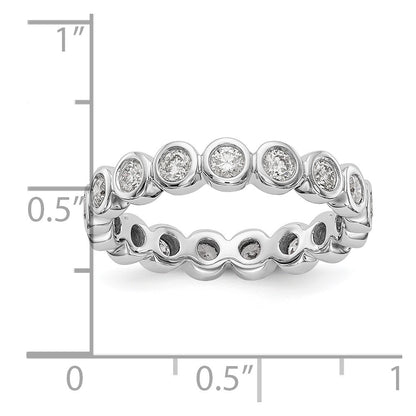 14K White Gold Polished Size 7 Bezel-set 1 carat Diamond Complete Eternity Wedding Band Ring