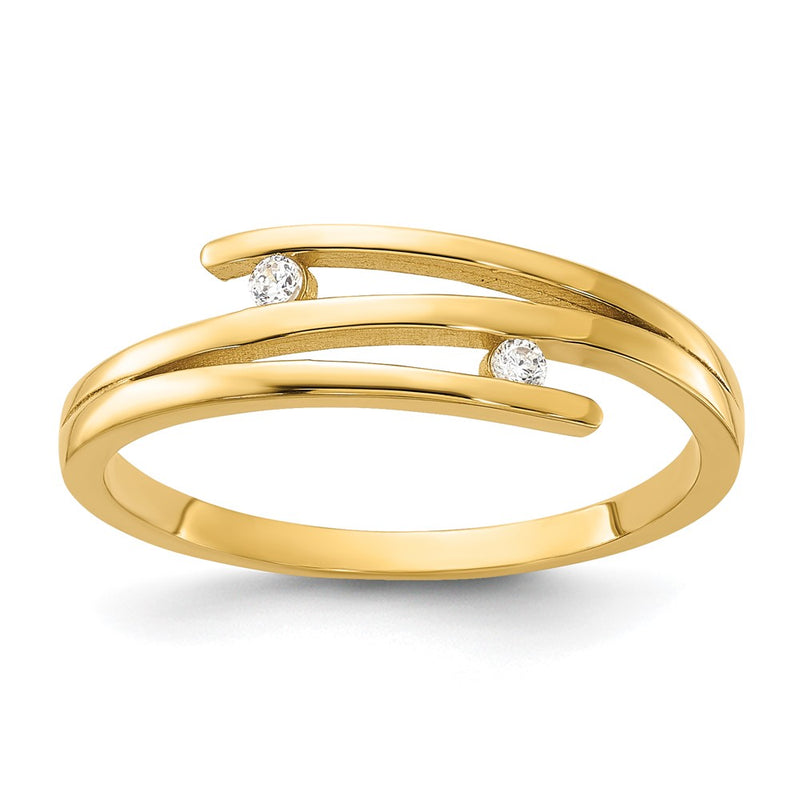 14K Yellow Gold Polished CZ Fashion Ring