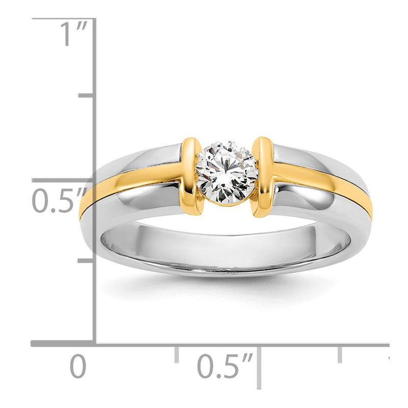 14K Two-Tone Gold .5ct Mens Wedding Band Ring