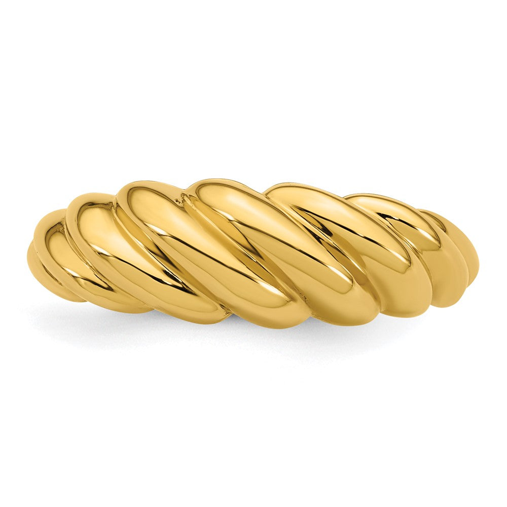 14K Yellow Gold Polished Twisted Domed Size 7 Ring